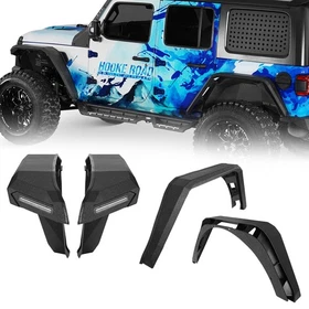 Hooke Road Front Rear Fender Flare Fit 2018-2026 Jeep Wrangler JL Gladiator JT