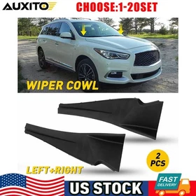 Fit Infiniti QX60 16-20 Left+Right Wiper Cowl Extension Cover Trim Black 2-10X