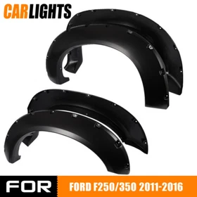 4PCS Pocket Rivet Fender Flares Fit For 2011-2016 Ford F250 Super Duty Black