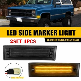 2-20 For GMC V1500 V2500 V3500 Pickup 1987-91 LED Bumper Side Marker Light Smoke