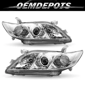 Pair Chrome Headlights For 2007 2008 2009 Toyota Camry Amber Corner Projector