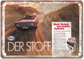 Old Esso Werbung mit Advertising with Ford Taunus Ad Retro Look Metal Sign A6152