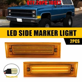 Full LED Side Marker Lights Amber Lens For Chevy GMC Pickup Truck 1981-91 2-10X