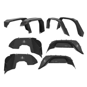 Black Front Rear Fender Flares Inner Liners Kit Fit 2020-2026 Jeep Gladiator JT