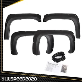 Pocket Rivet Wheel Fender Flares Fit For 07-14 Chevy Silverado 1500 2500/ 3500HD