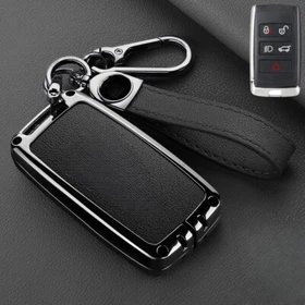 Zinc Alloy Leather Car Key Fob Case Cover For Jaguar E-Pace I-Pace XF XJL XK XE