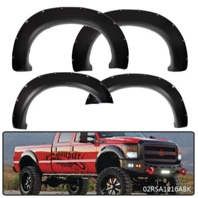 4PCS Pocket Rivet Fender Flares Super Duty Black Fit For 2011-2016 Ford F250