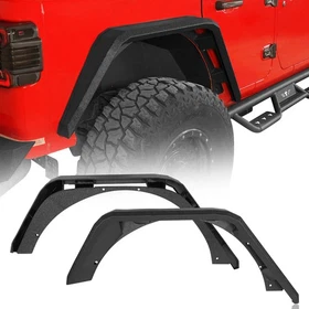Flat Front Rear Fender Flares w// Turn Signal Lights Fit Jeep Wrangler JL 18-25
