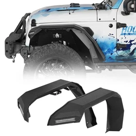 Flat Front Rear Fender Flares w/ Turn Signal Lights Fit Jeep Gladiator JT 20-26 Flat Front Rear Fender Flares w/ Turn Signal Lights Fit Jeep Gladiator JT 20-26