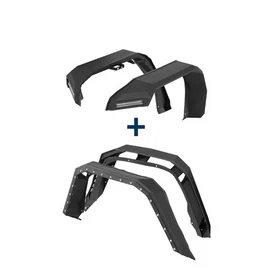 Hooke Road Flat Front Rear Fender Flares w/LED Light Fit Jeep Gladiator JT 20-26