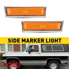 Side Marker Lights Chrome Bezel 2pcS Set For Blazer Chevy GMC Jimmy C/K R Pickup