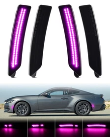 4PCS Dynamic LED Front Rear Bumper Side Marker Lights For 2024-up Ford Mustang