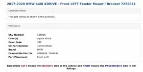 41357255821 BMW Xdrive Front Left Fender Mount Bracket #3