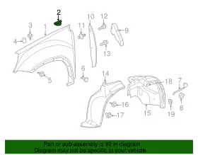 22779804 GM Passenger Front Fender Seal #2 22779804 GM Passenger Front Fender Seal #2