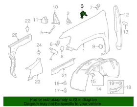 22905130 GM Driver Body Front Fender Rear Upper Bracket #2 22905130 GM Driver Body Front Fender Rear Upper Bracket #2