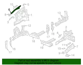 64544-H8000 KIA Upper Rail Fender Reinforcement Front Right #2 64544-H8000 KIA Upper Rail Fender Reinforcement Front Right #2