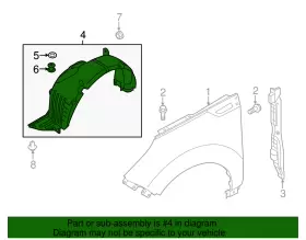 86811-B2500 KIA Fender Liner #2 86811-B2500 KIA Fender Liner #2
