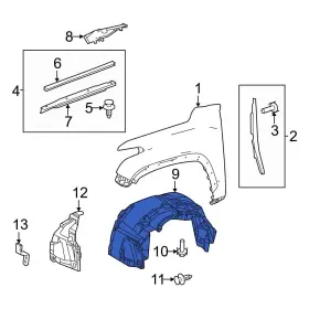 538750C100 TOYOTA OE Front Right Fender Splash Shield 538750C100 TOYOTA OE Front Right Fender Splash Shield