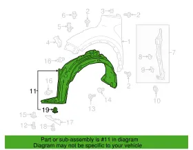 53875F4023 TOYOTA OE Front Right Fender Shield Liner 53875F4023 TOYOTA OE Front Right Fender Shield Liner