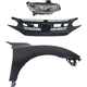 Headlight Kit For 2016-2018 Honda Civic Passenger Side Assembly with Gray Grille