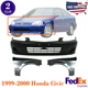 Front Bumper Cover Primed + Fenders For 1999-2000 Honda Civic
