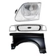 Fender and Grille Kit For 1997 Ford F-150 F-250 Primed Front Driver Side