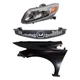 CIVIC 12-12 HEAD LAMP LH Assembly Halogen 3-pc Kit with Fender and Grille