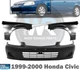 Front Bumper Cover With Fender Pair LH & RH Side For 1999-2000 Honda Civic Coupe
