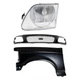 Fender and Grille Kit Fits 97 Ford F-150 F-250 Primed Front Left With Fender