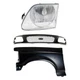 Fender and Grille Kit For 97 Ford F-150 F-250 Primed Front Left With Fender