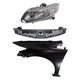 CIVIC 13-13 HEAD LAMP LH Assembly Halogen 3-pc Kit with Fender and Grille