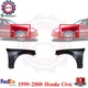 Front Fender Primed Steel For 1999-2000 Honda Civic Driver and Passenger Side