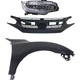 Headlamp Kit For 2016-2018 Honda Civic Right Assembly LED with Fender and Grille
