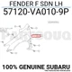 57120VA0109P Genuine Subaru FENDER F SDN LH 57120-VA010-9P