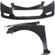 CIVIC 12-13 FRONT BUMPER COVER Primed w/ Fog Light Holes 2-pc Kit with Fender -