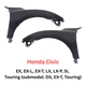 Honda Civic 2016-2018 Front Fender LH & RH Primed Driver & Passenger Side, Coupe