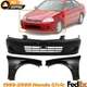 Front Bumper Cover + Fender 3 Pc Kit 1999‑2000 Honda Civic Hatchback Sedan Coupe