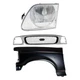 Fender and Grille Kit For 1997 Ford F-150 F-250 Primed Front Driver Side