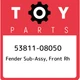 53811-08050 Toyota Fender sub-assy, front rh 5381108050, New Genuine OEM Part 53811-08050 Toyota Fender sub-assy, front rh 5381108050, New Genuine OEM Part