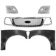 5-Piece Kit Grille for FORD F-150 1999-2003/F-250 1999, Chrome Shell with
