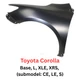 Toyota Corolla 2009-2013 Front Fender LH Driver Side | Japan Built | TO1240224 Toyota Corolla 2009-2013 Front Fender LH Driver Side | Japan Built | TO1240224