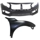 Front Fender + Bumper Cover Set For 2016-2018 Honda Civic