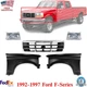 Front Grille + Fender Quarter Panel Headlight Kit For 1992-1997 Ford F-150 F-250