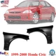 Fits Honda Civic 1999-00 Front Fender Quarter Panel Primed Left & Right Side Set