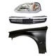 Headlamp Kit For 1999-2000 Honda Civic LH Lens & Housing 3 Pc w/ Fender & Grille