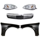 Headlights For 1999-2000 Honda Civic LH RH Kit Lens & Housing w Grille & Fender