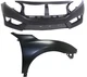 Front Bumper Cover Assembly Kit for 2016-2018 Honda Civic, Primed (Ready to